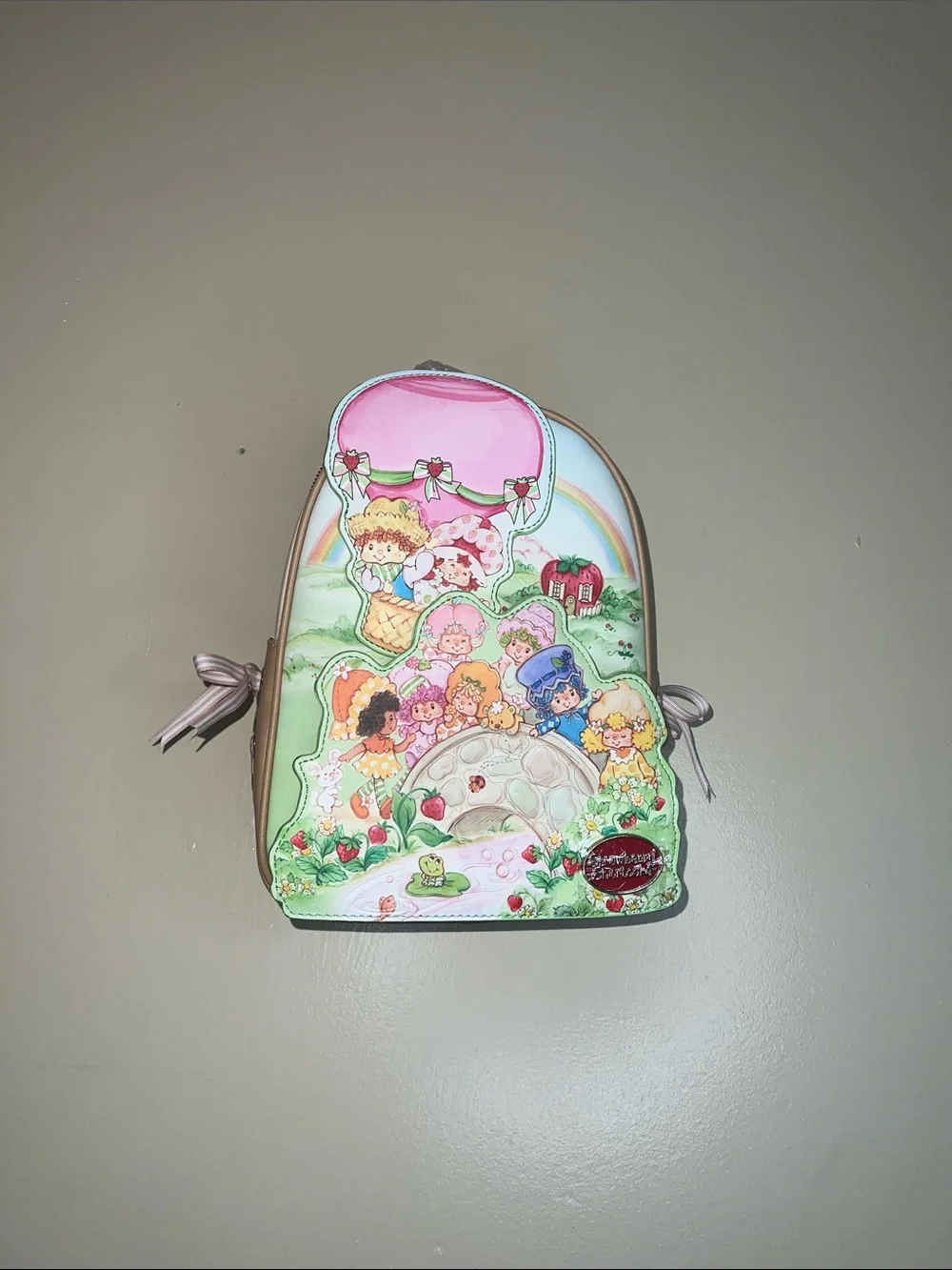 Cute Pink Character Kids Backpack with Pastel Scene
